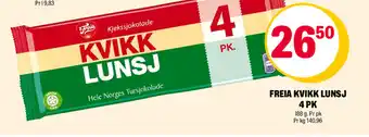 Coop Extra Freia kvikk lunsj 4pk tilbud