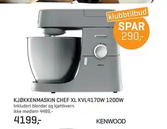 Jernia Kjøkkenmaskin chef xl kvl4170w 1200w tilbud