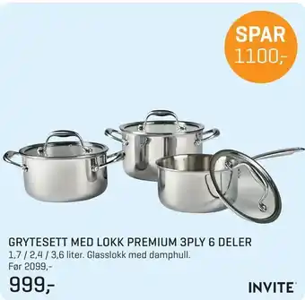 Jernia Grytesett med lokk premium 3ply 6 deler tilbud