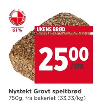 Meny Nystekt Grovt speltbrød tilbud