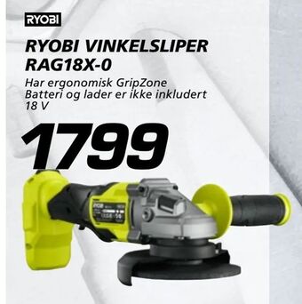 Coop Byggmix Ryobi vinkelsliper rag18x-0 tilbud