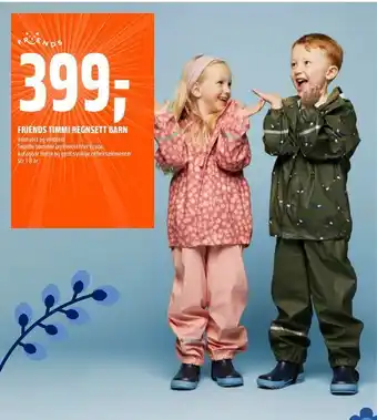 Coop Obs Friends timmi regnsett barn tilbud