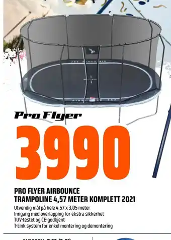 Obs Bygg Pro flyer airbounce trampoline 4,57 meter komplett 2021 tilbud