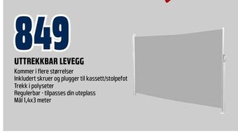 Obs Bygg Uttrekkbar levegg tilbud