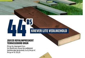Obs Bygg 28X120 ROYALIMPREGNERT TERRASSEBORD BRUN tilbud
