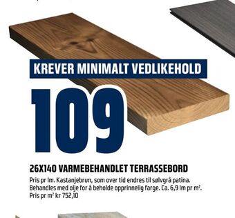 Obs Bygg 26X140 VARMEBEHANDLET TERRASSEBORD tilbud