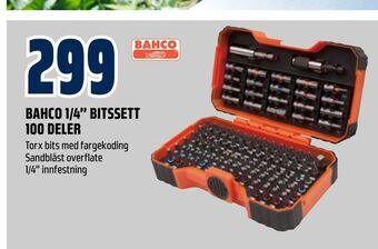 Obs Bygg Bahco 1/4" bitssett 100 deler tilbud