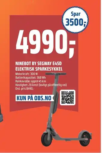 Coop Obs Ninebot by segway e45d elektrisk sparkesykkel tilbud
