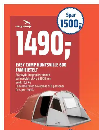 Coop Obs Easy camp huntsville 600 familietelt tilbud