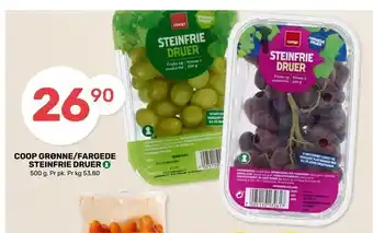 Matkroken Coop grønne/fargede steinfrie druer tilbud