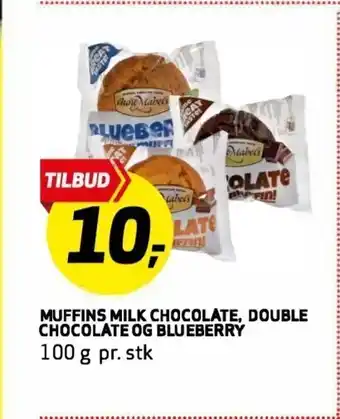 Bunnpris Muffins milk chocolate, double chocolate og blueberry tilbud