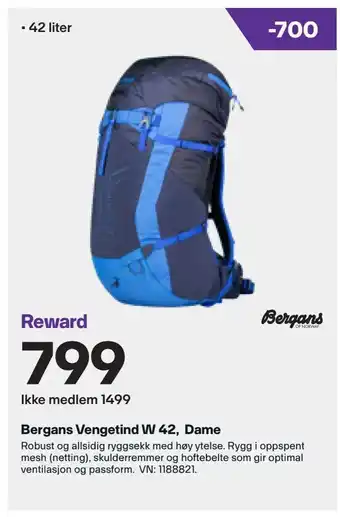 XXL Sport Bergans Vengetind W 42, Dame tilbud