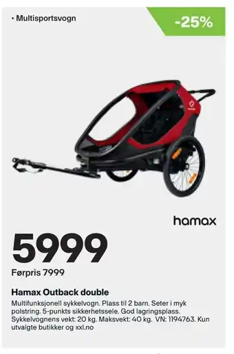 XXL Sport Hamax Outback double tilbud