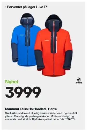 XXL Sport Mammut Taiss Hs Hooded, Herre tilbud