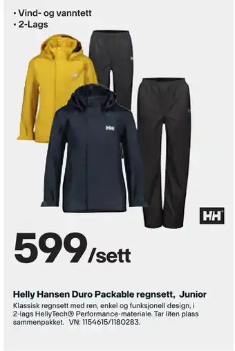 XXL Sport Helly Hansen Duro Packable regnsett, Junior tilbud