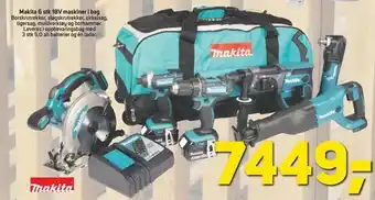 Megaflis Makita 6 stk 18V maskiner i bag tilbud