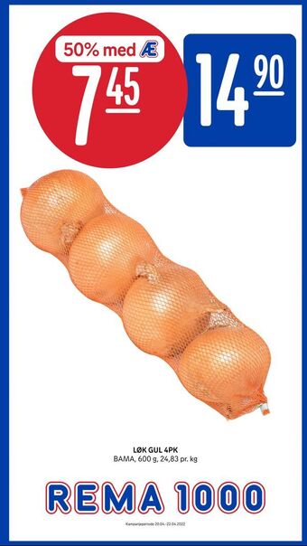 Rema 1000 Løk gul 4pk. tilbud