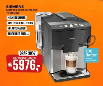 Skousen Siemens espresso maskin TP503R04 tilbud