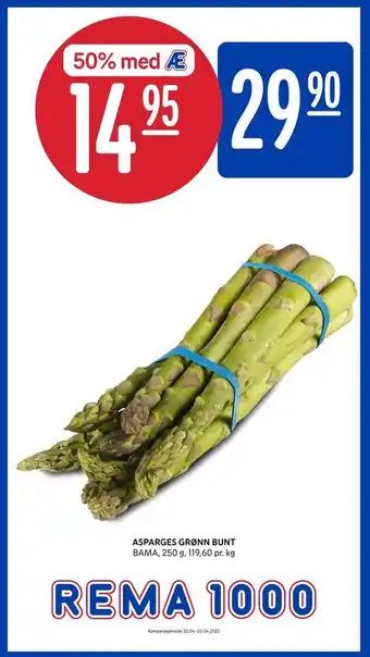 Rema 1000 Asparges grønn bunt tilbud
