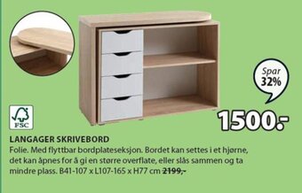 JYSK Langager Skrivebord tilbud