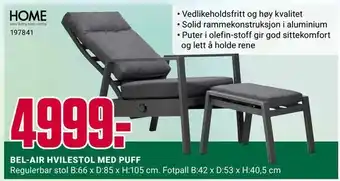 Bel-air hvilestol med puff