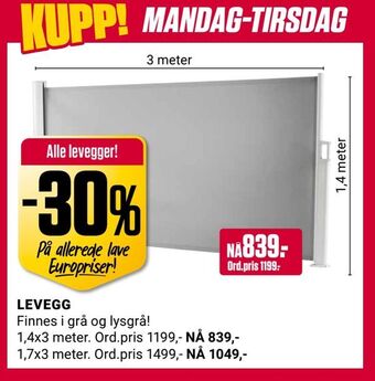 Europris Levegg tilbud