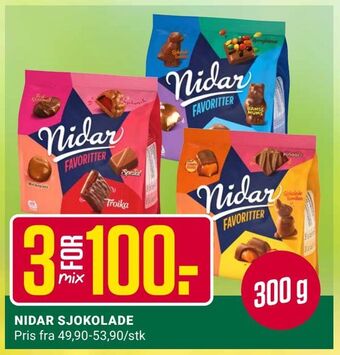 Europris Nidar sjokolade tilbud