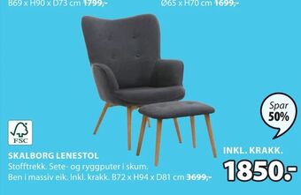 JYSK SKALBORG LENESTOL tilbud