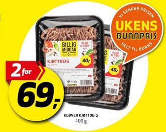 Bunnpris Kløver kjøttdeig tilbud
