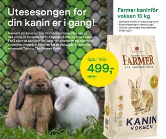 Felleskjøpet Farmer kaninfôr voksen 10 kg tilbud