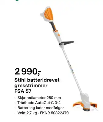 Felleskjøpet Stihl batteridrevet gresstrimmer FSA 57 tilbud