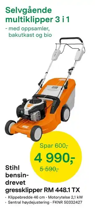 Felleskjøpet Stihl bensin drevet gressklipper RM 448,1 TX tilbud