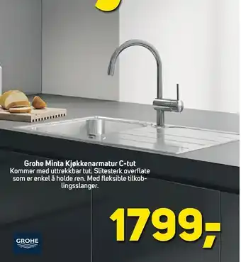 Megaflis Grohe Minta Kjøkkenarmatur C-tut tilbud