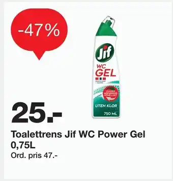 Staples Toalettrens Jif WC Power Gel 0,75L tilbud