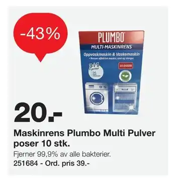 Maskinrens Plumbo Multi Pulver poser 10 stk