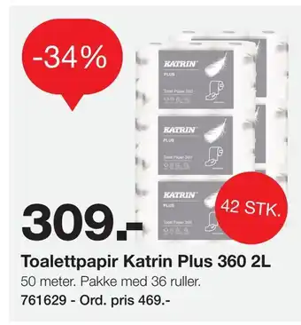 Staples Toalettpapir Katrin Plus 360 2L tilbud