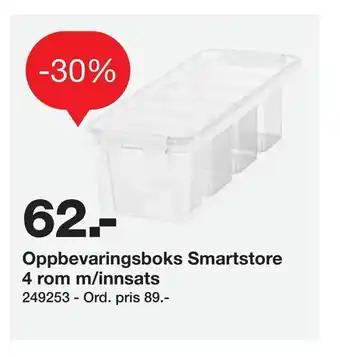 Staples Oppbevaringsboks Smartstore 4 rom m/innsats tilbud