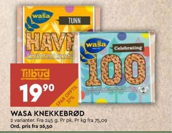Coop Mega Wasa knekkebrød tilbud