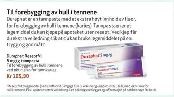 Apotek 1 Duraphat Reseptfri 5 mg/g tannpasta tilbud