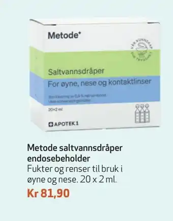 Apotek 1 Metode saltvannsdråper endosebeholder tilbud
