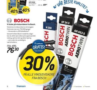 Thansen Vi stoler på vindusviskere fra Bosch tilbud