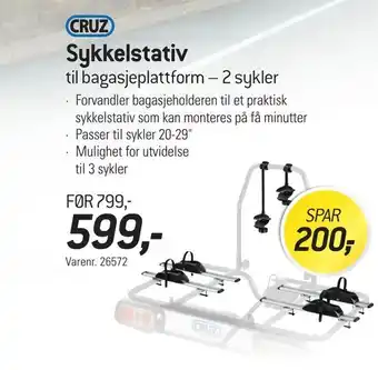 Thansen Sykkelstativ til bagasjeplattform - 2 sykler tilbud