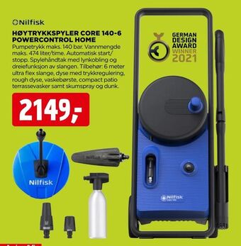 jem & fix Høytrykkspyler core 140-6 powercontrol home tilbud