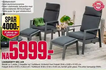 Europris Loungesett bel-air tilbud