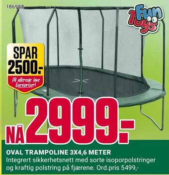 Europris Oval trampoline 3x4,6 meter tilbud
