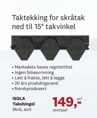 Bygger'n ISOLA Takshingel tilbud
