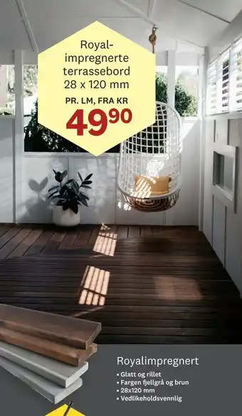 Bygger'n Royal impregnerte terrassebord 28 x 120 mm tilbud