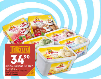 Coop Mega Diplom-IS Krone-IS 6 Stk/Fløteis 2 L tilbud