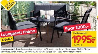 Rusta Loungesett Palma tilbud