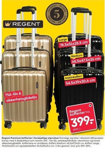 Rusta Regent Premium kofferter i forskjellige størrelser tilbud